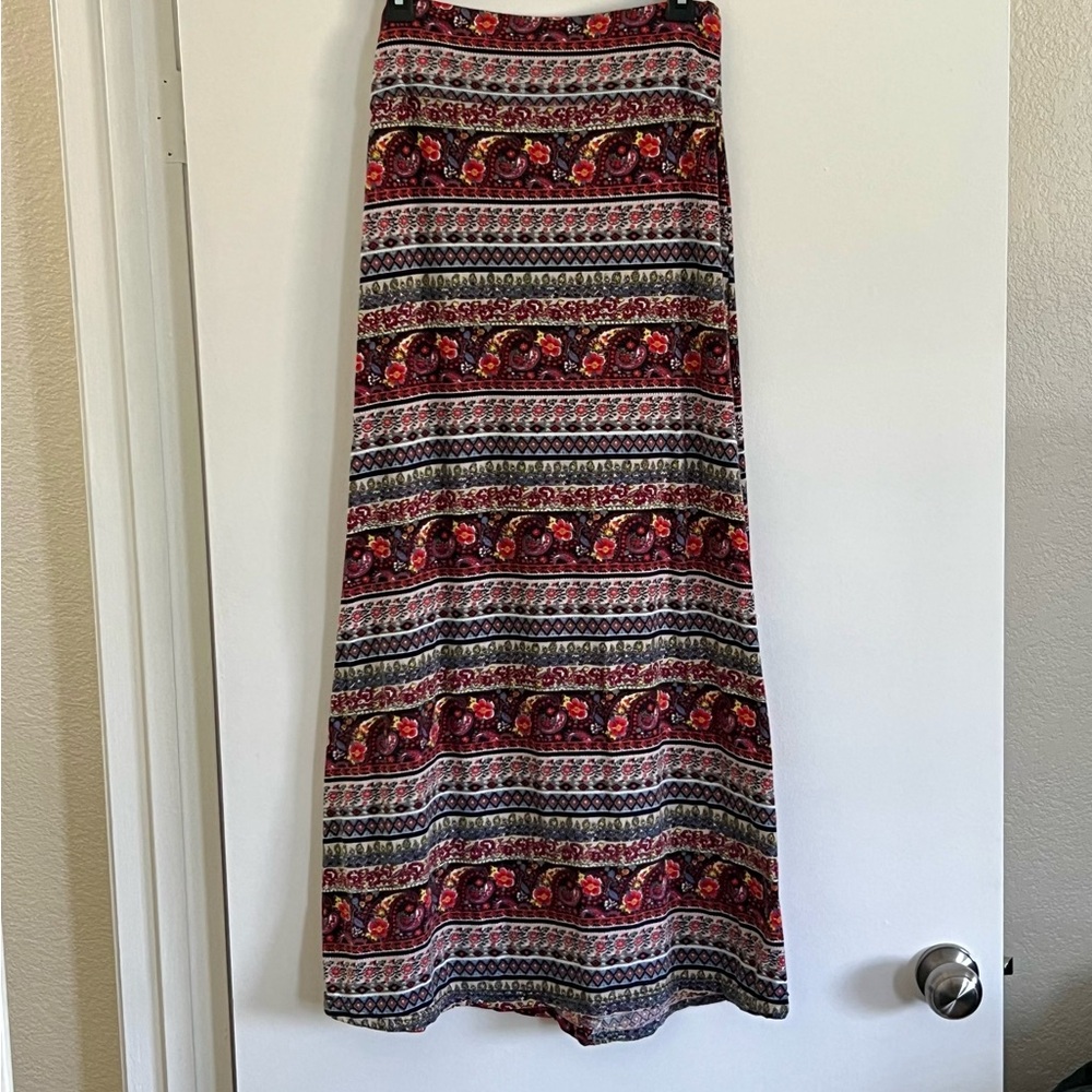 Shosho Boho Print Maxi Skirt | Fold-Over Waist | Size S/M